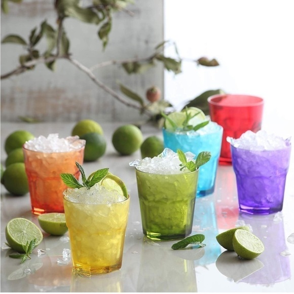 Brand New Colorful Drinking Glasses Set of 6 10.25 Oz Glass Cups Dishwasher Safe - Picture 1 of 16